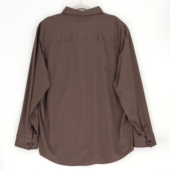 Alfani Men's Brown Jersey Yarn-Dyed Alfatech Casual Performance Shirt Size XXL - Picture 3 of 4